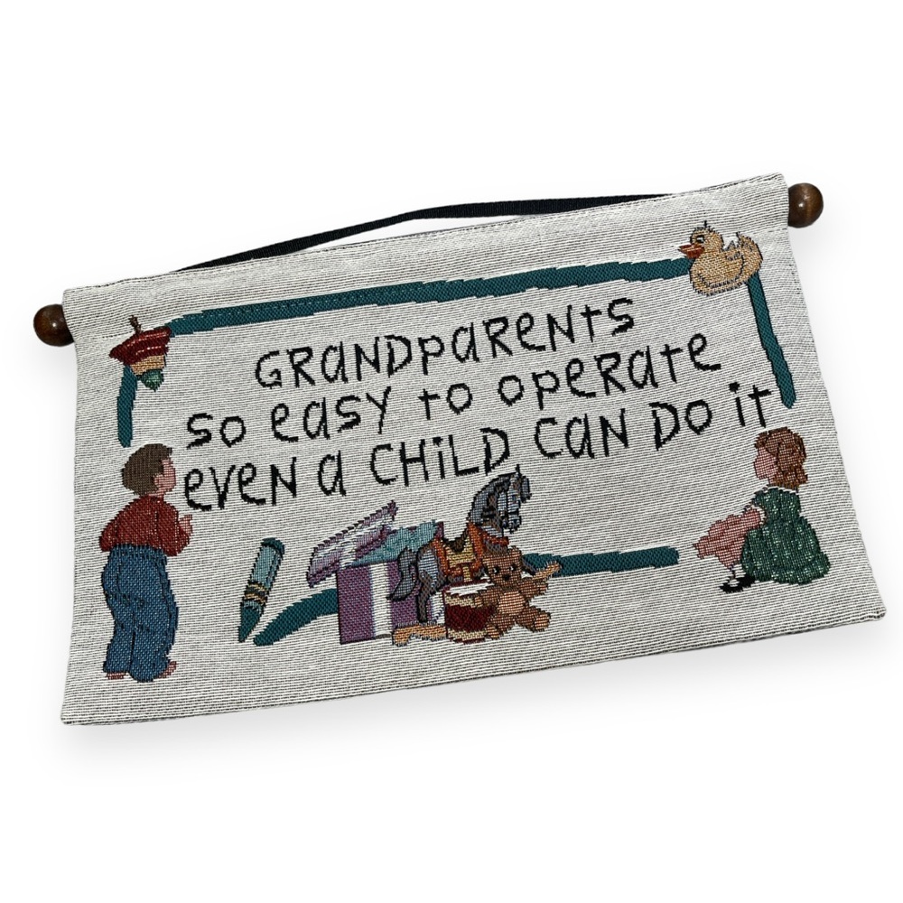 Grandparents Easy to Operate Tapestry‎ Style Wall Hanging Dowel Ribbon